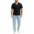 thumbnail image 2 of INSPIRE CHIC Mesh Shirt for Men's Camp Collar Short Sleeve Button Down Party See Through Shirts S Dark Black, 2 of 6