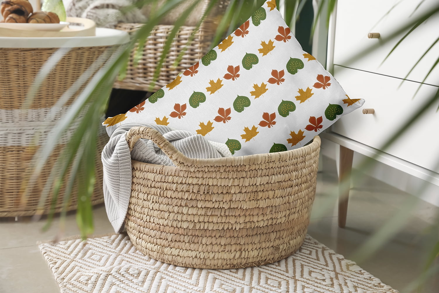 20" x 14" Simply Daisy Leaf Stripe Polyester Accent Pillow, Scallion Qty 1