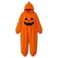 thumbnail image 5 of LIZUOJUN Under $15 Women Halloween Onesie Pajamas Hooded Zip Up Footie Pumpkin Print Soft Fabric Cosplay Costume For Holiday Parties Cozy Nights Sleepover Orange Flannel, L, 5 of 7