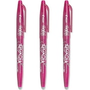 Pilot Frixion Ball Heat/Friction Erasable Rollerball Pen - Fine 0.5mm Nib - Pink Ink - Pack of 3