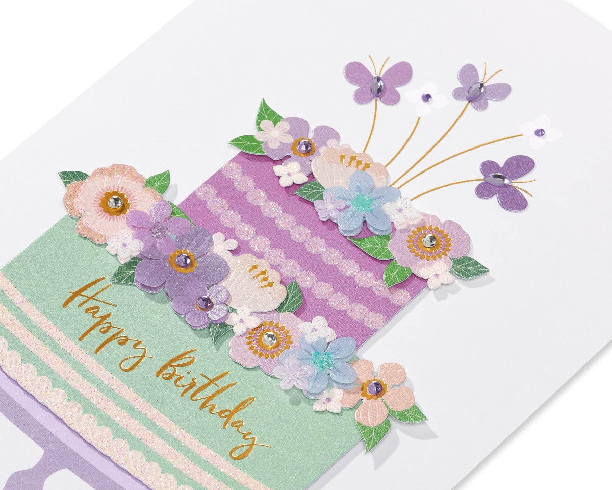 Papersong Premium Birthday Card (Floral Butterfly Cake)