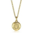 thumbnail image 3 of Hermah Round Gold Plated Initial Letter Pendant Necklace Figaro Chain 18inch, 3 of 5