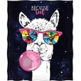 thumbnail image 2 of Llama Blanket Gifts for Women Girls Boys, Funny Cartoon Alpaca Decoration for Home Bedroom Living Room Couch Lounge, Soft Fluffy Lightweight Throw Blankets Black 60"x80", 2 of 5