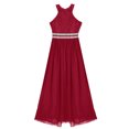 thumbnail image 3 of Eandarui Kids Flower Girl Floral Lace Dress Halter Neck Chiffon Long Junior Bridesmaid Dress Pageant Burgundy 16, 3 of 7