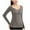 Gray, variant on Rohuuque Thermal Shirts for Women Solid Color V Neck Thermal Underwear Built-in Bra Long Sleeve Cold Weather Tops Khaki