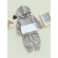 thumbnail image 2 of Inevnen Toddler Baby Boy Clothes Fall Winter Outfits Color Block Hoodie Sweatshirt Tops Jogger Pants Set, 2 of 7