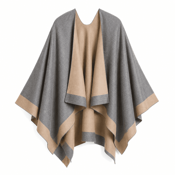 GREENOVA Women's Winter Shawl Wrap Poncho Cape, Knit Open-Front Cardigan Sweater, Cozy Khaki Blanket Scarf for Fall and Winter