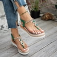 thumbnail image 4 of Dakaela Women's Wedge Sandals 2026 Open Toe Platform Espadrille Flip Flops Elastic Ankle Strap Casual Bohemian Beach Thong Walking Shoes Size 6-10 Dark Green, 4 of 7