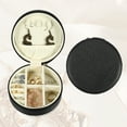 thumbnail image 5 of Unique Bargains Portable Round Jewelry Box Jewelry Organizer Box for Travel for Trip Black 1 Pc, 5 of 6