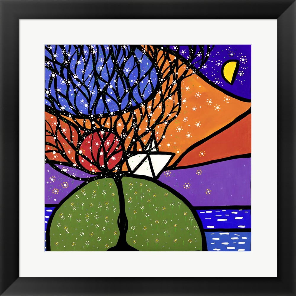 La Piccola Barca sulla Collina by Wallas, Framed Wall Art, 19.5W x 19.5H