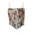 thumbnail image 1 of Kmbangi Corset Vintage Jacquard Bandage Col Bateau à Volants pour Femmes, 1 of 9