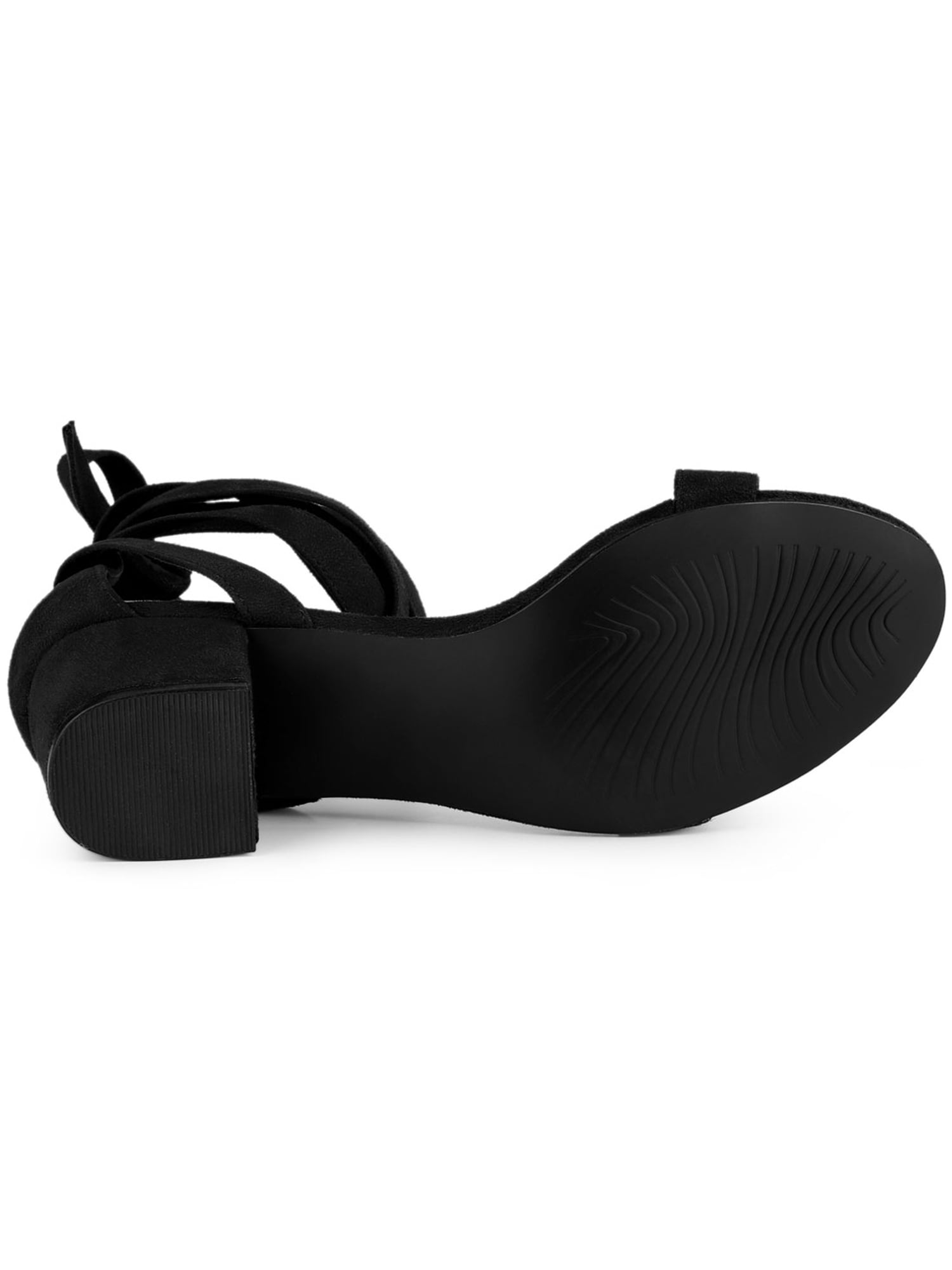 DARING DIVA Women's Open Toe Block Heel Lace Up Heels Sandals Black 9.5