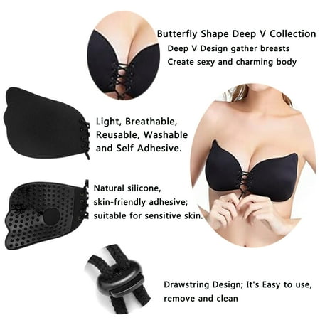 LELINTA Women Push Up Invisible Bra Backless Strapless Adhesive Sexy Seamless Bra