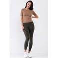 thumbnail image 2 of Saronite Basic Light Ribbed Knit Crew Neck Short Sleeve Top, Mocha (Women's), 2 of 3