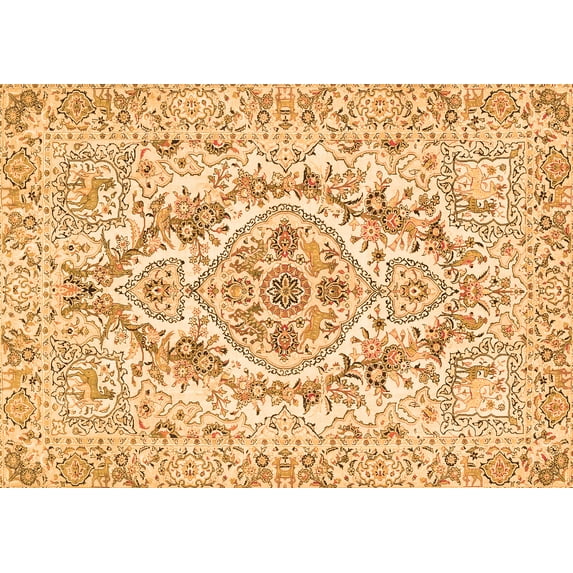 Ahgly Company Indoor Rectangle Medallion Orange Traditional Area Rugs, 4' x 6'