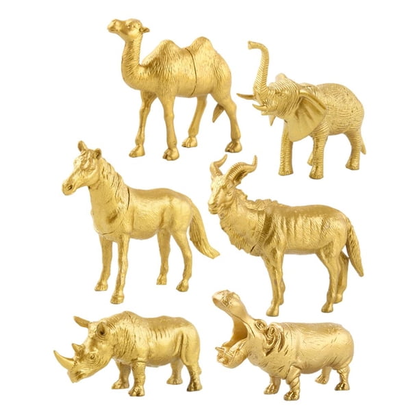 Figuras de animales de la selva, modelo de simulación, lobo, ciervo, juego de juguetes para niños pequeños 6 piezas