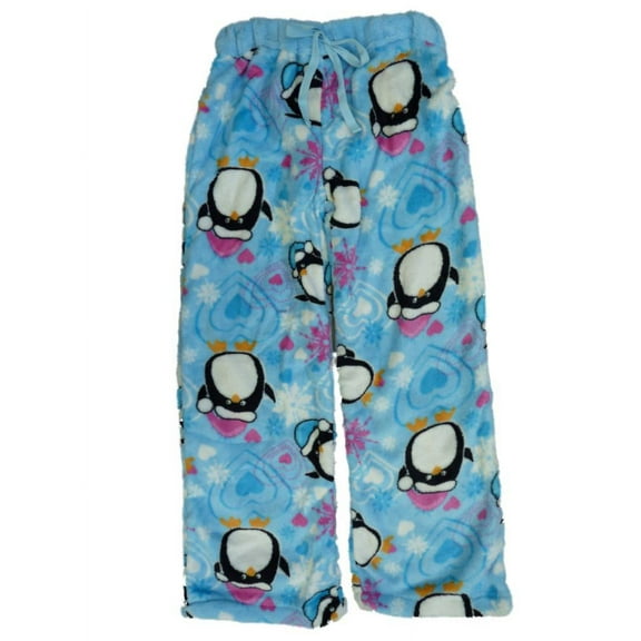 Girl Thing Girls Blue Fleece Sleep Pants Penguin Pajama Bottoms Lounge XS