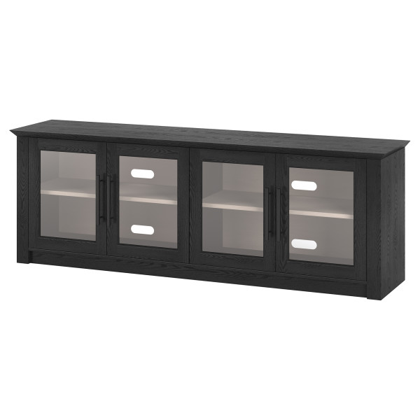 Thornwell Rectangular TV Stand for TV's up to 78" with Glass Doors in Black Grain/Alder White