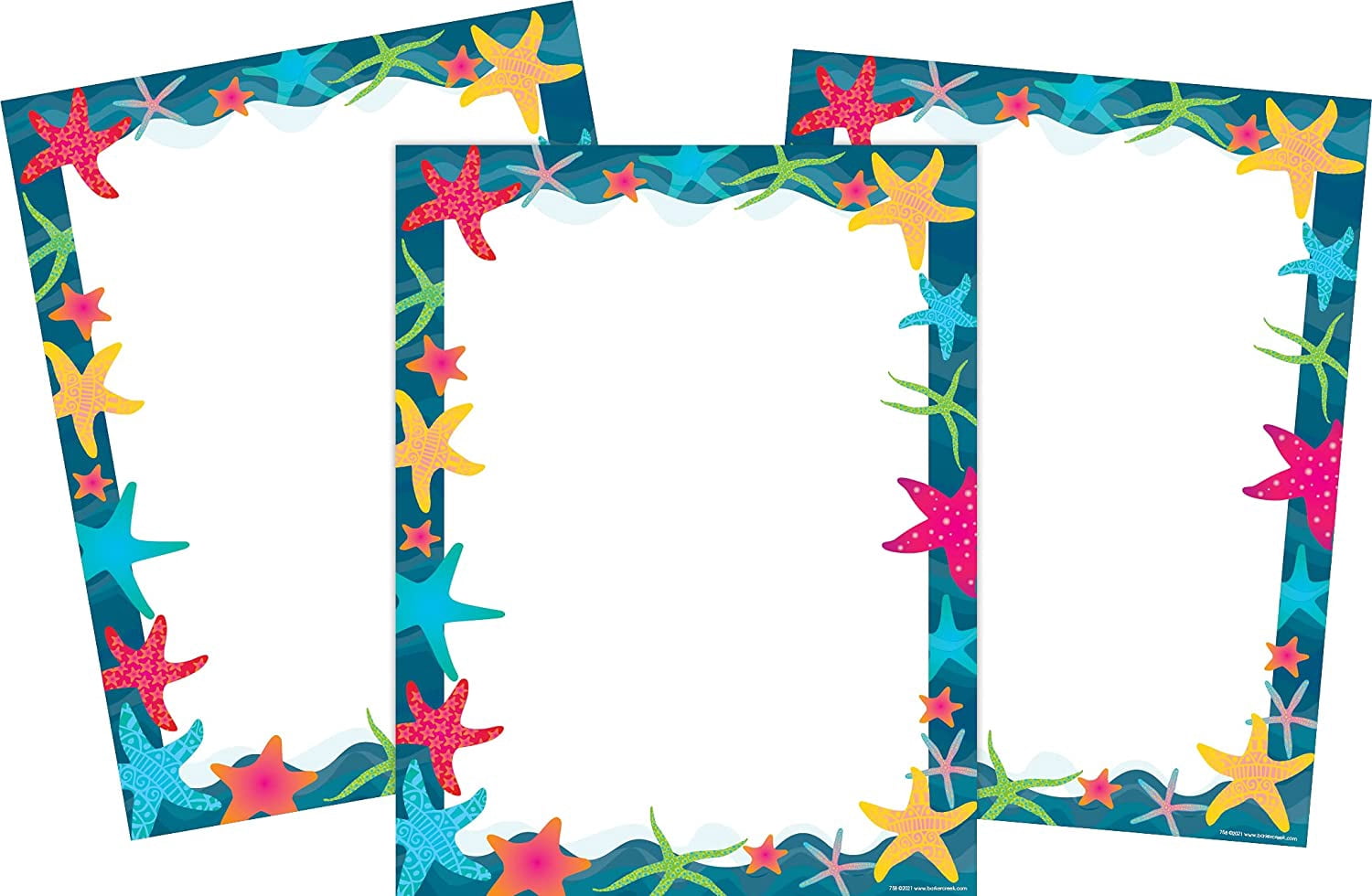 Barker Creek Designer Computer Paper 150 Sheet Set, Kai Ola Starfish, Decorative Paper, Stationery, 8.5' x 11', 150 sheets, Home, School, and Office Supplies (4314)