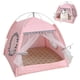 thumbnail image 5 of Tienda de campaña para gatos, tipi plegable de princesa para gatos con estampado floral con ventana de encaje y cortina de puerta, casa para perros transpirable (L, 18.9x18.9x19.3in), 5 of 5