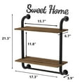 thumbnail image 3 of Wall Mounted Bathroom Shelves, Rustic Farmhouse Pipe Shelf with Industrial Style, 2-Tier Floating Shelf for Home Decor, Brown (17.3 Inch), 3 of 6
