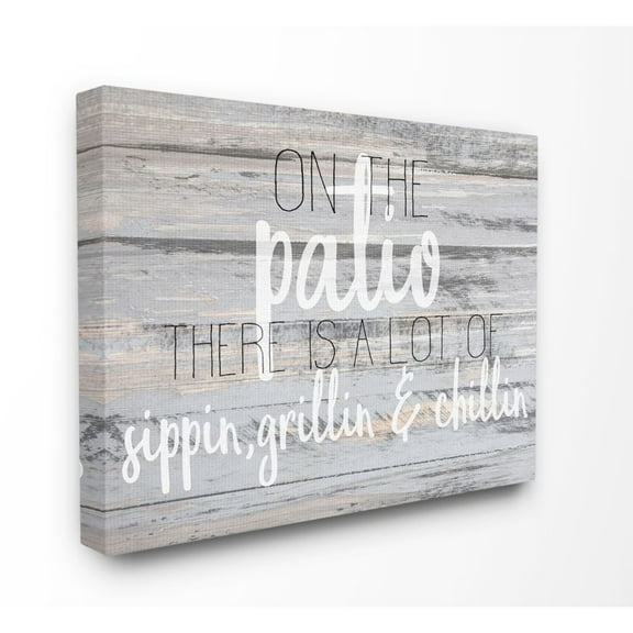 Stupell Industries Patio Country Home Wood Textured Word Design Canvas Wall Art by Kimberly Allen