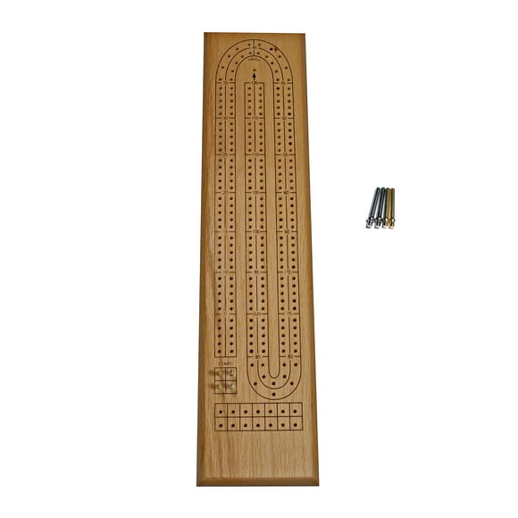 Ensemble de cribbage classique de WE Games - Planche à 2 rails en bois massif - Chevilles en métal