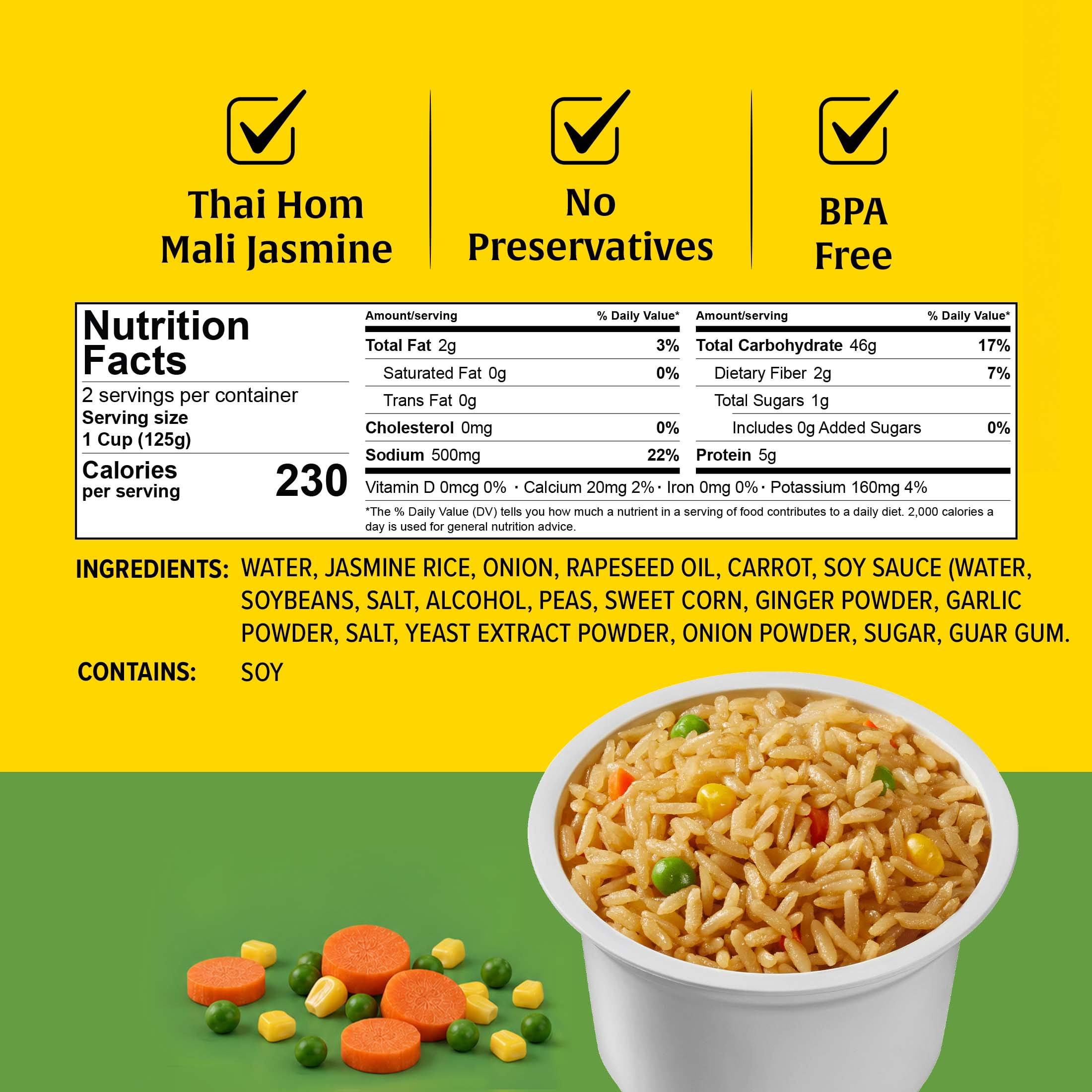 Golden Star Jasmine Fried Rice, 4.4 oz Cups, 2 Pack