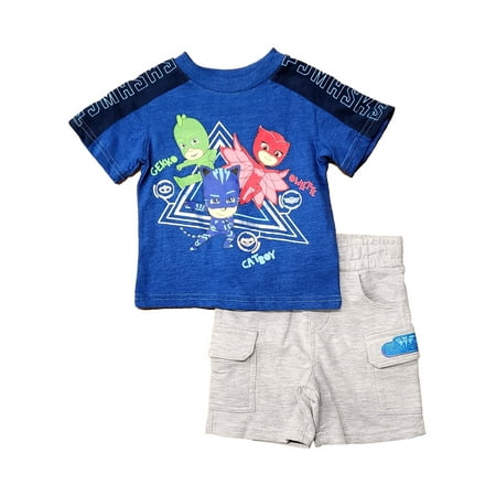 PJ Masks Infant Boys 2pc Blue & Gray PJ Masks Shirt & Shorts Set 12m