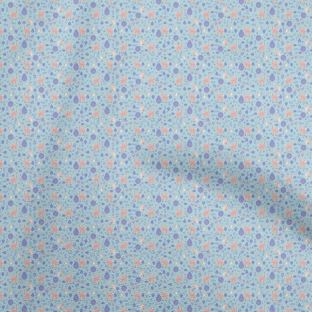 oneOone Cotton Flex Light Blue Fabric Animal Sewing Craft Projects Fabric Prints By Yard 40 Inch Wide