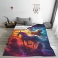 thumbnail image 5 of Honeii Dreamy Night Sky White Horse Print Fleece Blanket - Throw Blanket for Bed, Sofa, Couch, Camping, and Travel , Microplush Ultra Soft Warm Blanket-80"x60", 5 of 7