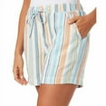 thumbnail image 3 of Briggs Women's Lightweight Linen Blend Drawstring Tie Casual Pull-On Shorts-Blue / S, 3 of 4