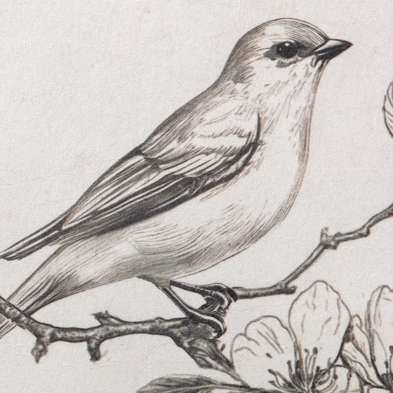 My Texas House Bird Sketch Round Embossed Textured Framed Antique