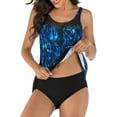thumbnail image 3 of Maillots de Bain Deux Pièces pour Femmes Ensemble Tankini Imprimé Rétro Maillots de Bain Col en U, 3 of 4