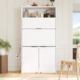thumbnail image 3 of Harper & Bright Designs Compact Kitchen Pantry, Kitchen Pantry Storage Cabinet with Power Outlet, Tall Farmhouse Kitchen Hutch with Adjustable Shelf for Dining Living Room, White, 3 of 20