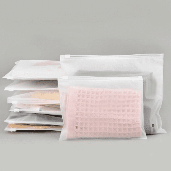 50pcs Packaging Bags Frosted Bag Zipper Bag Poly Bags Resealable Slider Closure Storage Bag Pouch for T Shirts Clothes Make up Shipping Organizer