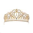 thumbnail image 1 of Gold Crown for Women Crystal Wedding Tiara for Big Kids Party Bridal Birthday Prom Costume Cosplay（13.5*6.5cm）, 1 of 5