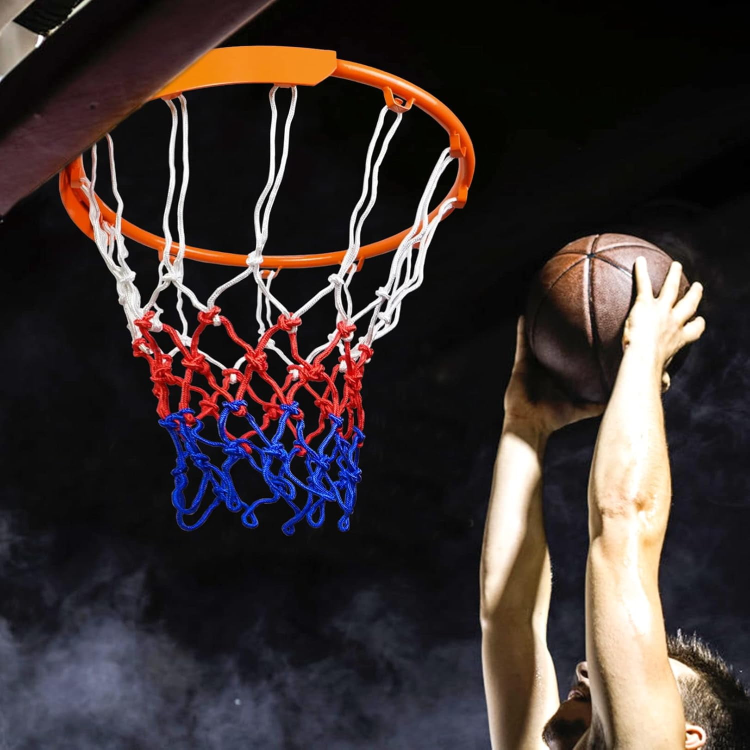 Heavy Duty 3/4-Inch Steel Outdoor Replaceable Detachable Basketball Hoop with All-Weather Net