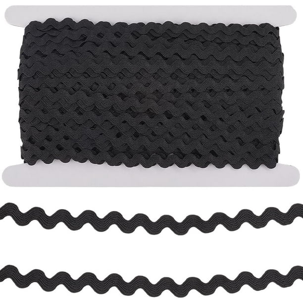 50 yardas de cinta zigzag para coser, cinta zigzag negra de 3/8 de pulgada, cinta ondulada, cinta de encaje, cinta de encaje curva en forma de S, tela tejida