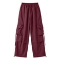 thumbnail image 6 of Iyufng Elastic Drawstring Waist Straight Leg Pants for Women, Womens Casual Cargo Pants with Pockets, 6 of 6