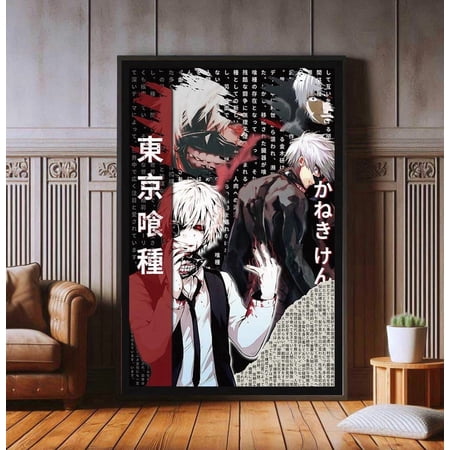 Tokyo Ghoul Anime Poster: Ken Kaneki Canvas Wall Art Decor Size 24x36 Unframed Poster
