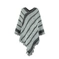 thumbnail image 4 of LYXSSBYX Womens Long Sleeve Dress Hot Sale Womens Tops 2022 New Fashion Autumn Winter Contrasting Stripe Tassel Cloak Shawl Tops, 4 of 6