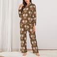thumbnail image 2 of KLL Beautiful Owl Print Women's Long Sleeve Pajamas with Pants Sleepwear Loungewear 2 Set-Large, 2 of 7