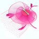 thumbnail image 3 of Accesorio para el cabello con plumas para bodas Tocado de velo de jaula de pájaros de color rojo rosa para novia, 3 of 6