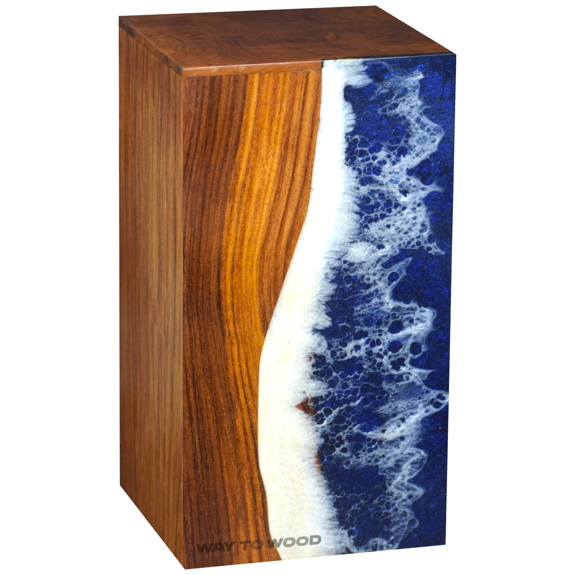 Wooden Urn for Human Ashes Adults, Men & Women - Cremation Urns for Burial or Home Display - Handcrafted Urns with Ocean Resin Inlay - Unique Memorial Urn for Ashes