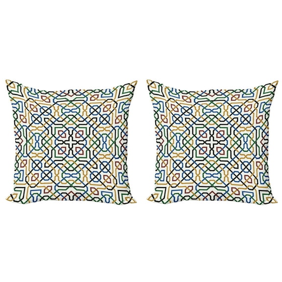 Ambesonne Ethnic Throw Pillow Cover 2 Pack, Marrakesh Motif, 16", Multicolor