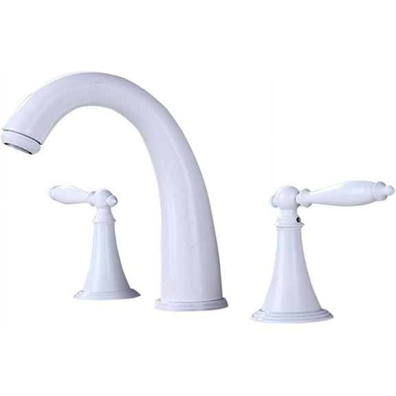 3 Hole Basin faucets, Bathroom Basin Mixer faucet Two Handles Cold and Hot Water Brass Bathroom Basin faucets-White