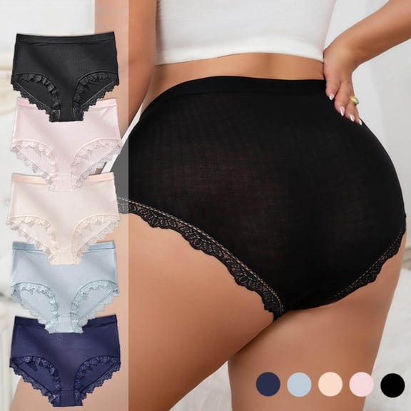 Paiwinds Women's High Waist Thong Panties - Seamless Lace Underwear for a Sleek Appearance, Breathable Polyester Spandex Blend for All-Day Comfort