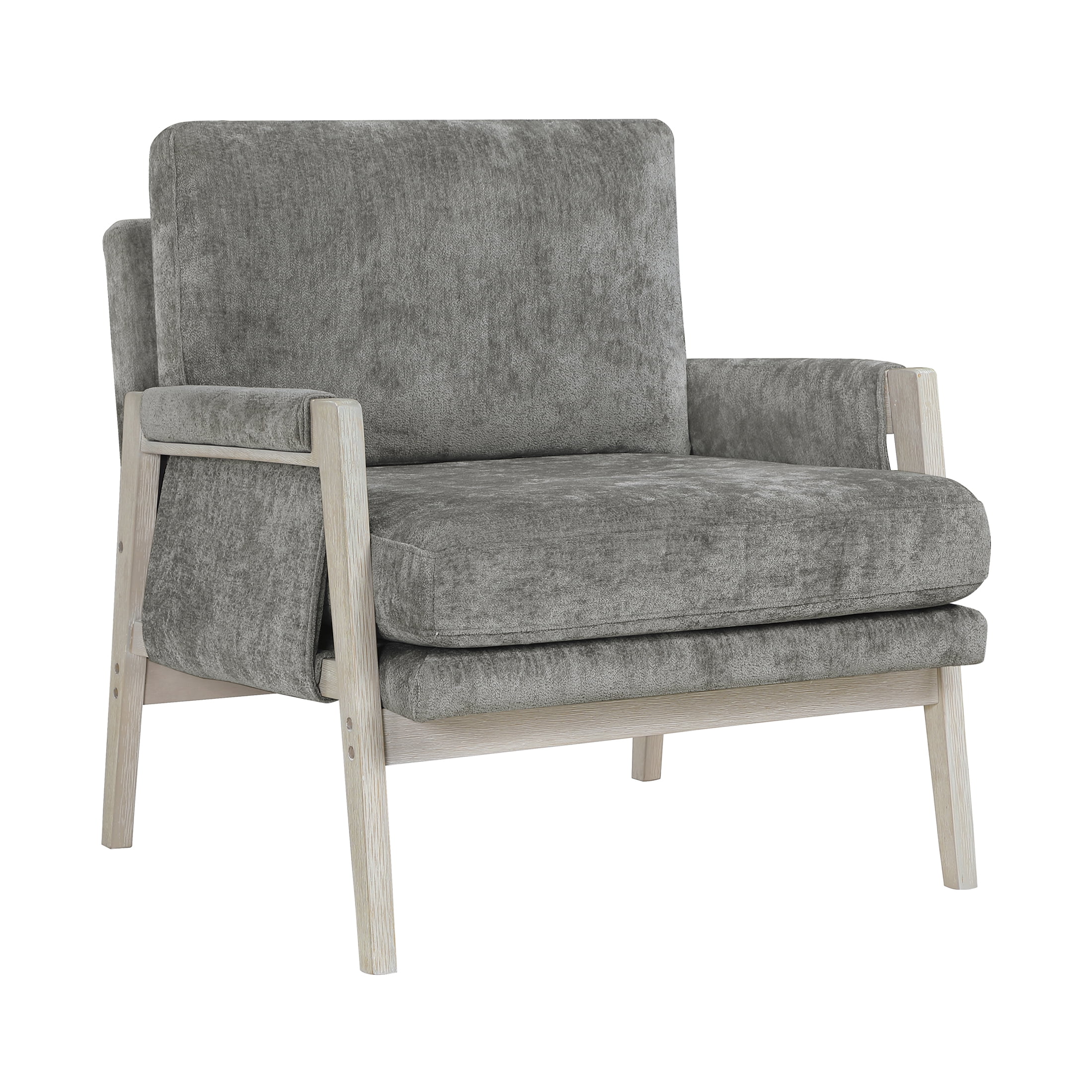 OakvillePark Glentop Wood Frame Chenille Accent Chair, Brownish Gray