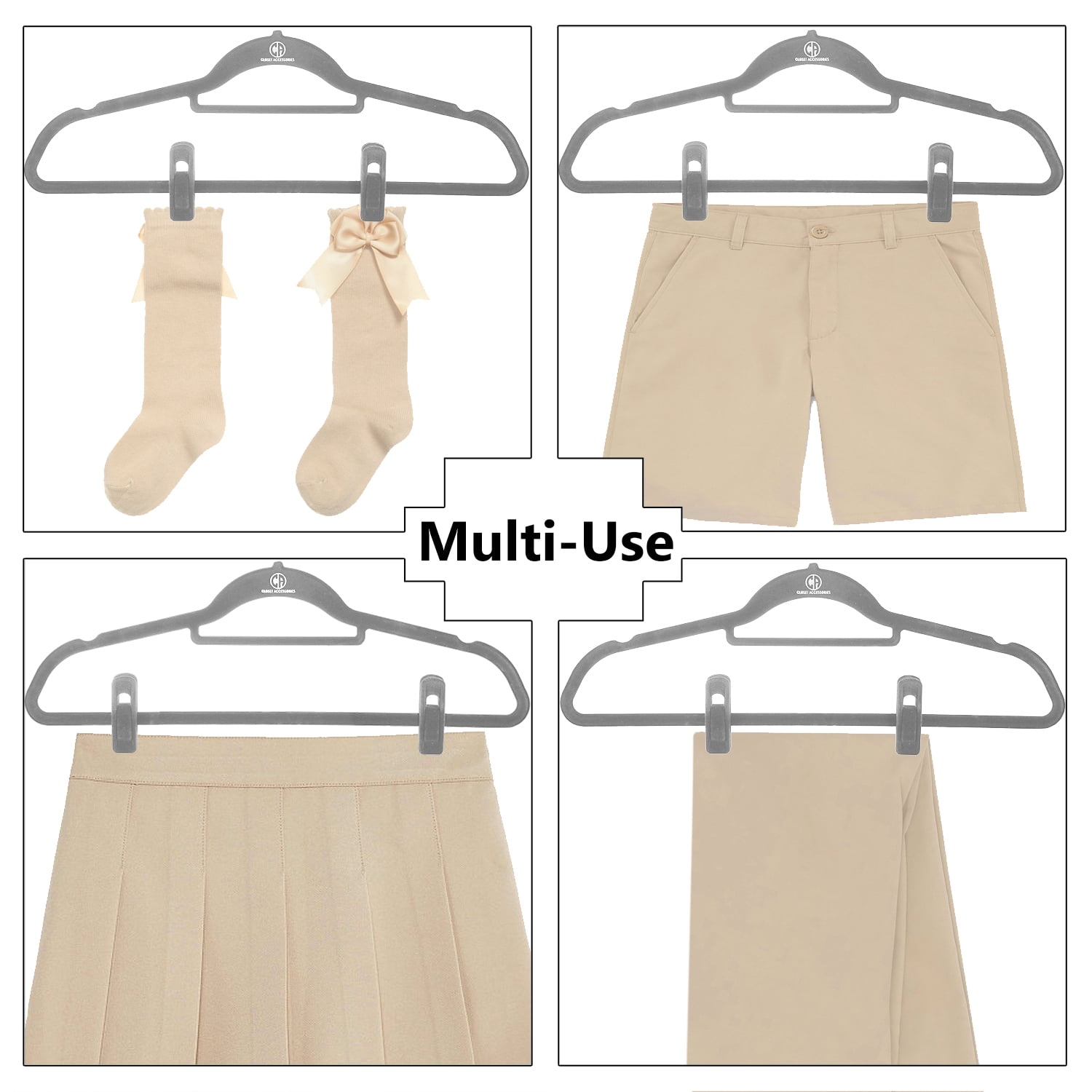 Closet Accessories, Velvet hangers, non-slip ultra slim space saving hanger, with notches, tie bar, and swivel hooks, 30 pack, with bonus 20 matching velvet finger clips. (Grey [Charcoal]))